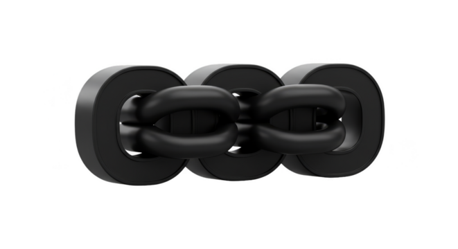 3d Rendering Ring Chain Metal Link Black Shape Transparent