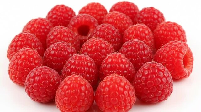 raspberries on white background