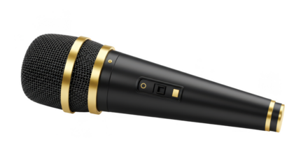 Black and Gold Professional Microphone Audio Sound Equipment on Transparent