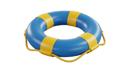 3D Ring Float Buoy a Blue Yellow Safety Equipment Transparent