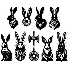vector set of easter rabbits