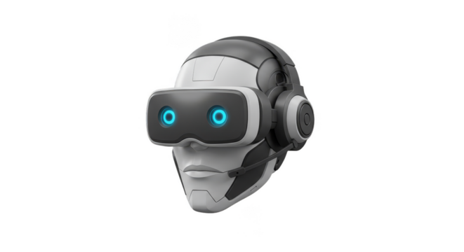 3d Robot Vr Headset Transparent Background Futuristic Tech Machine