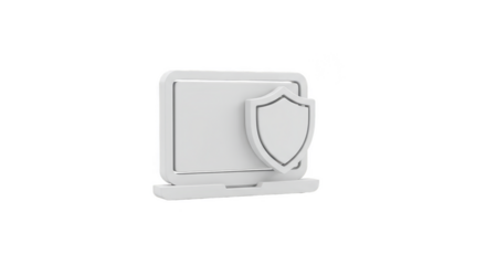 3D Security Shield on Laptop Computer Protection Internet Cybersecurity