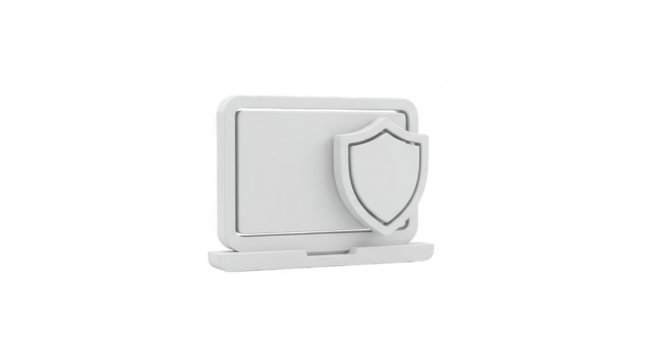 3D Security Shield on Laptop Computer Protection Internet Cybersecurity