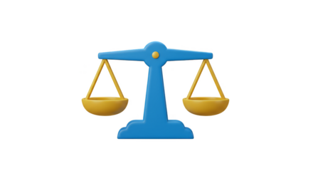 3D Scales of Justice Balance Law Equality on Transparent Background