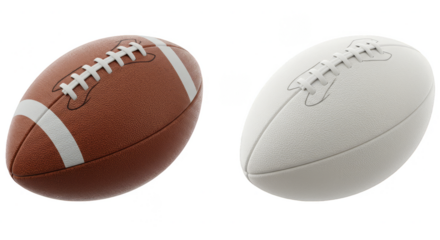 American Football Balls Realistic Sports Game Equipment Isolated