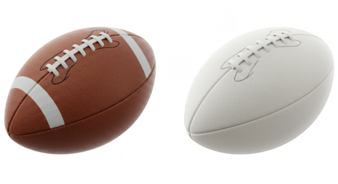 American Football Balls Realistic Sports Game Equipment Isolated