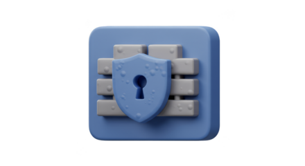 3D Shield Firewall Protection Cyber Security Internet Safety Icon