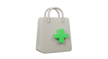 3D Shopping Bag with Medical Cross Illustration Transparent PNG