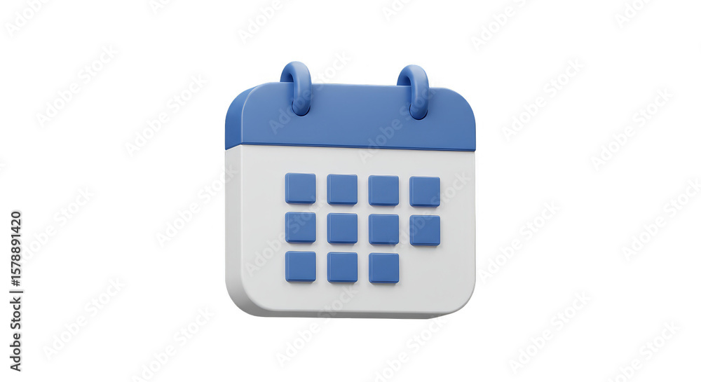 Poster blue 3d calendar date month day event schedule transparent background