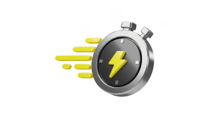 3D Stopwatch with Lightning Speed Isolated Timer Deadline Urgency