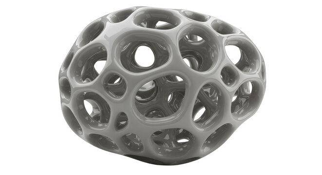 Abstract 3D Sphere Render White Geometric Shape Ball with Holes