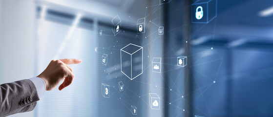 3D cube concept. Security in the field of data protection and banking services