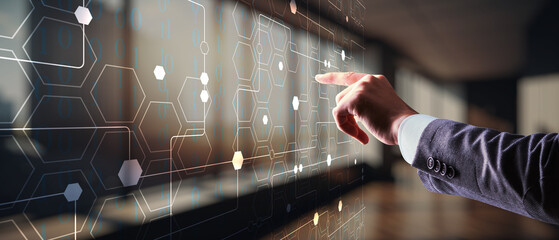 Modern graphic background made honeycomb shape. lines and percentages. Connection concept