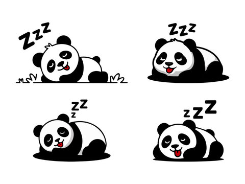 Cute sleeping panda lazy day vector - Powered by Adobe
