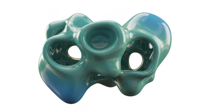 Abstract Organic Shape 3d Render Blob Fluid Form on PNG Background