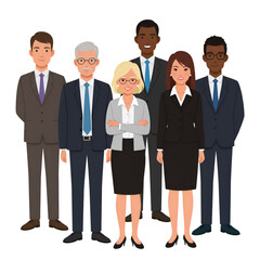 Cartoon Illustration Of Diverse Business Team In Formal Attire On Transparent