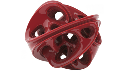 Abstract 3D Render of Complex Red Geometric Knot Shape Pattern