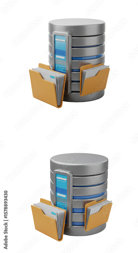 Poster database server files storage 3d illustration data connection
