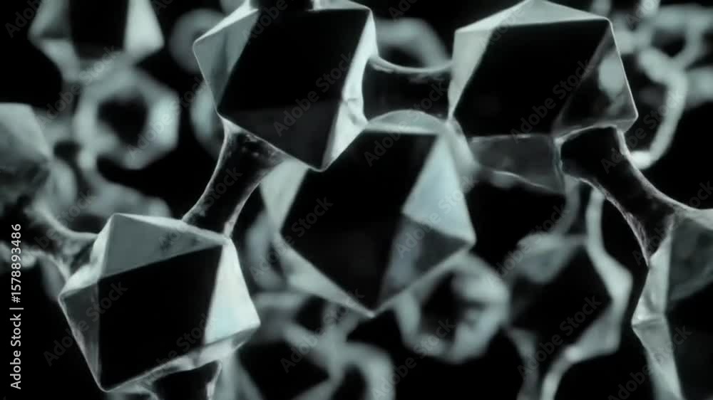 Poster geometric forms with dark background modern abstract design 3d rendered polyhedral structure science