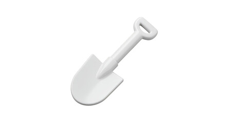 Cartoon White Plastic Shovel Toy Isolated on Transparent Background