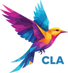 Fototapeta premium Geometric bird illustration with vibrant colors on a white background