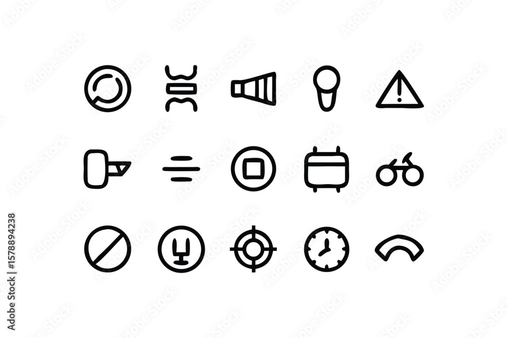 Poster set of simple vector icons in black outline style on white background