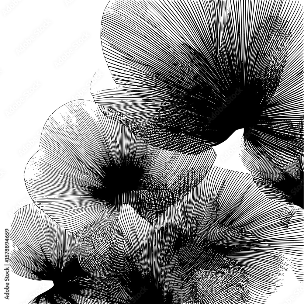 Aufkleber abstract floral arrangement with radiating lines creating a dense and textured composition design ar