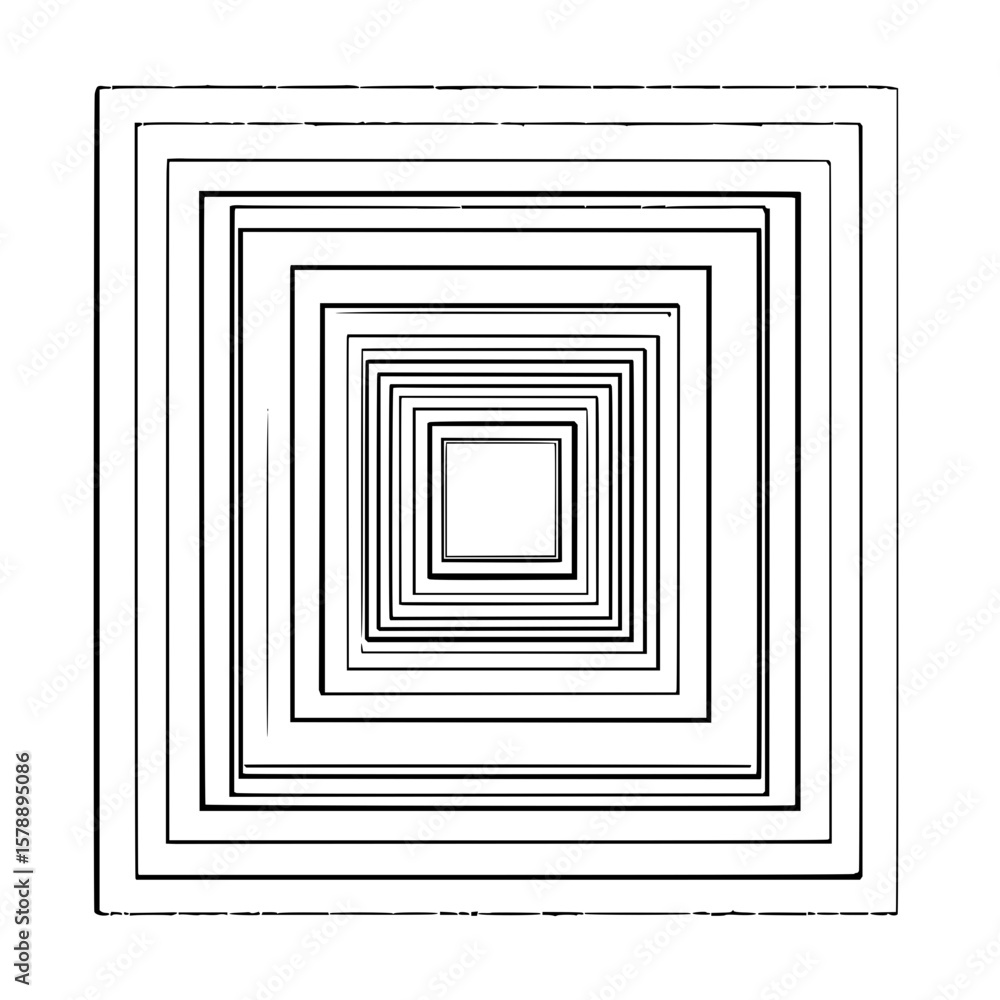 Poster concentric square pattern creating a tunnel effect with diminishing squares towards the center point