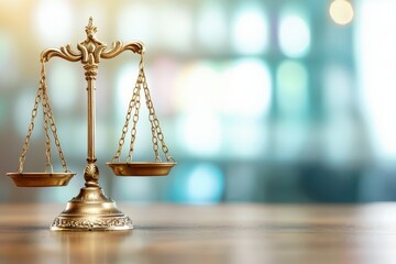 Business lawyer professional concept. A scale symbolizing justice with a blurred background.