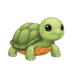 Obraz premium Cute Cartoon Turtle Illustration Isolated with Transparent Background