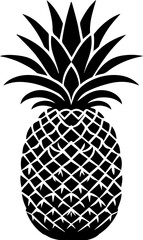 Obraz premium Pineapple Silhouette Icon with Leaves and Textured Skin