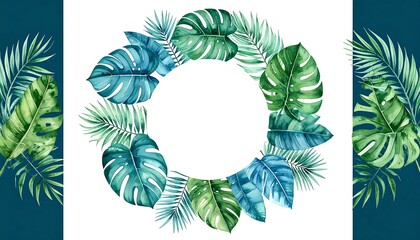 Watercolor tropical leaves frame (1)