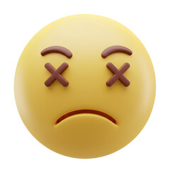 Fototapeta premium Dead Yellow Emoji Character Illustration Isolated on Transparent Background