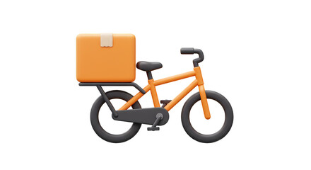 Obraz premium Delivery Bicycle with Orange Cardboard Package Box Transparent 3D Render