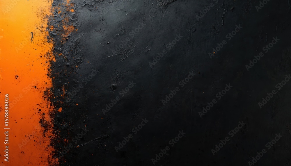 Poster abstract art with orange and black color scheme. textured surface, grunge effect. visual contrast be