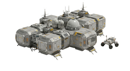 Futuristic Space Station Ship Technology Spacecraft on Transparent Background