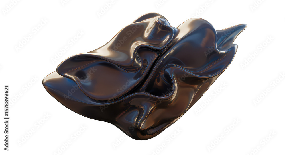 Poster glossy metallic abstract shape background transparent isolated png