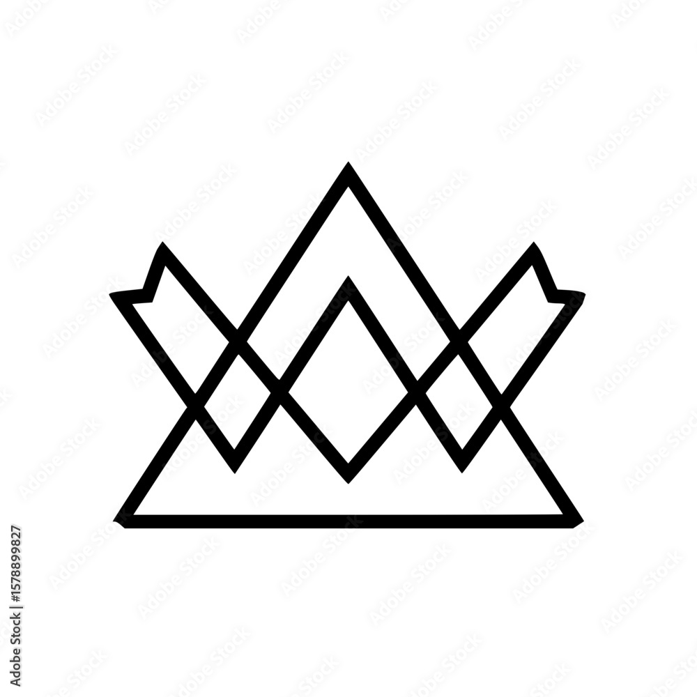 Poster abstract geometric crown design featuring intersecting triangles and sharp angled shapes in black ou