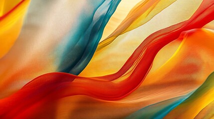 Abstract wavy lines sweeping across a vibrant color background with a flowing texture