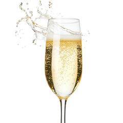 Champagne Splash: A sophisticated champagne glass effervesces with celebratory bubbles, creating a dynamic splash against a backdrop of understated elegance.