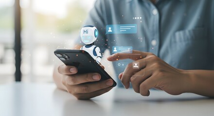 AI Chatbot on Smartphone: Customer Service and Support Concept