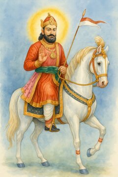 Ramdev jayanti watercolor poster illustration.
