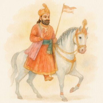 Ramdev jayanti watercolor poster illustration.
