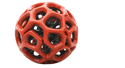 Fototapeta premium Geometric 3D Sphere Render Red And Black Abstract Design Transparent