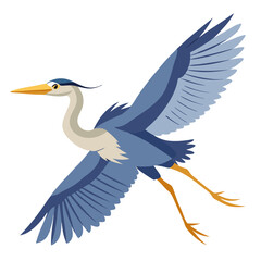 Fototapeta premium Cartoon cute heron is flying. Сolorful stork. Isolated vector illustration on a white background