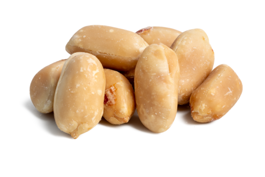 The Roasted peanuts photographed using stacked focus technique for sharpness throughout the image.