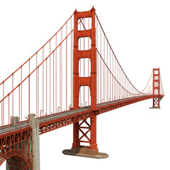 Fototapeta premium Illustration Golden Gate Bridge Red Suspension Engineering Isolated Background