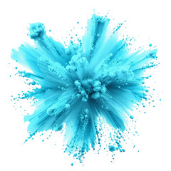 Blue aquamarine turquoise color powder dust explosion PNG transparent background isolated cut out