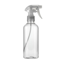 Clear Plastic Spray Bottle with Transparent Sprayer on Isolated Background